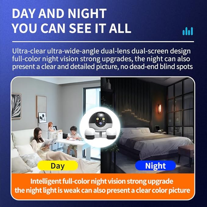 Diyeeni Mini 1080P Camera Robot, Movable Pet Cameras Indoor with Dual Lens, WiFi Home Security Camera, 2-Way Audio, Motion Detection, Phone App Control, Battery Powered