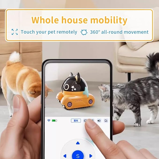 Camera for pet Home Security Camera Wireless Camera for 1080P Video with Self Charging, 2 Way Talk, Wireless APP Remote Control Baby Monitor The Dog Camera(Yellow)