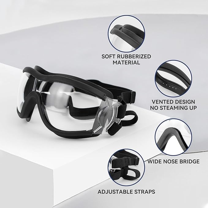 LESYPET Dog Goggles Medium Large Breed, UV Wind Dust Protection Medium Dog Sunglasses Eye Protection, Eye Wear Pet Glasses with Adjustable Strap for Outdoor Riding, Clear