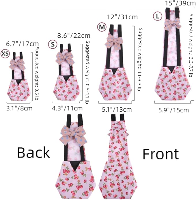 MANON ROSA Chicken Diapers Bantam Hens - Reusable 3-Piece Set with Bow Ties Poultry Nappies Washable Waterproof for Geese Pet Ducks Silkie (Floral XS)