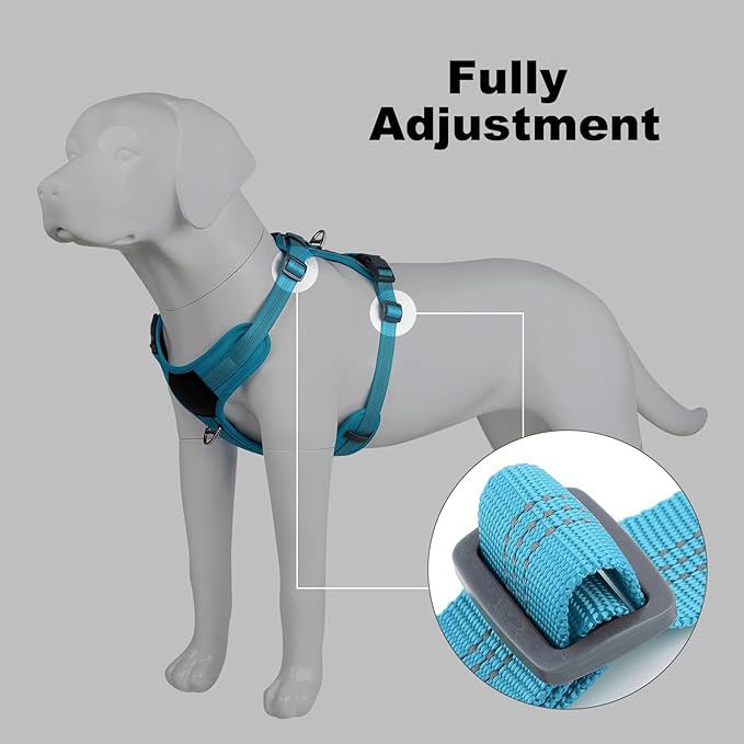 Plutus Pet No Pull Dog Harness, Release at Neck, Soft Padded, Reflective Adjustable Dog Vest Harness for Small, Medium, Large Dogs(Light Blue, XS)