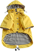 Morezi Dog Zip Up Raincoat with Reflective Buttons, Rain/Water Resistant, Adjustable Drawstring, Removable Hood, Raincoats with Legs 8lbs to 80lbs Available - Yellow - S