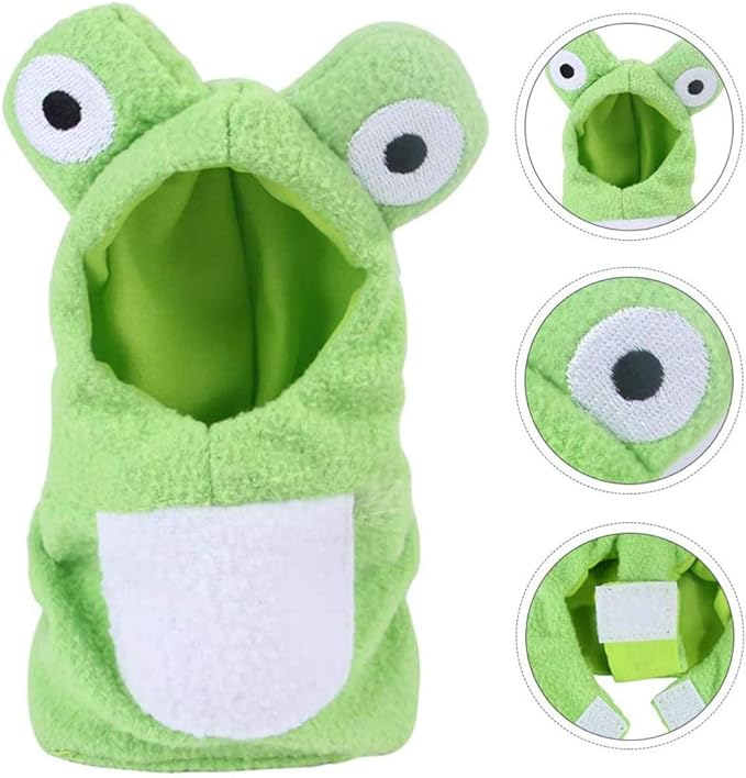 Sun Conure Bird Diaper Flight Suit Frog Shape Hoodie Cosplay Photo Prop for Parrots African Greys Parakeet Cockatiel, Bird Hoodie Small Animals Apparel (M)