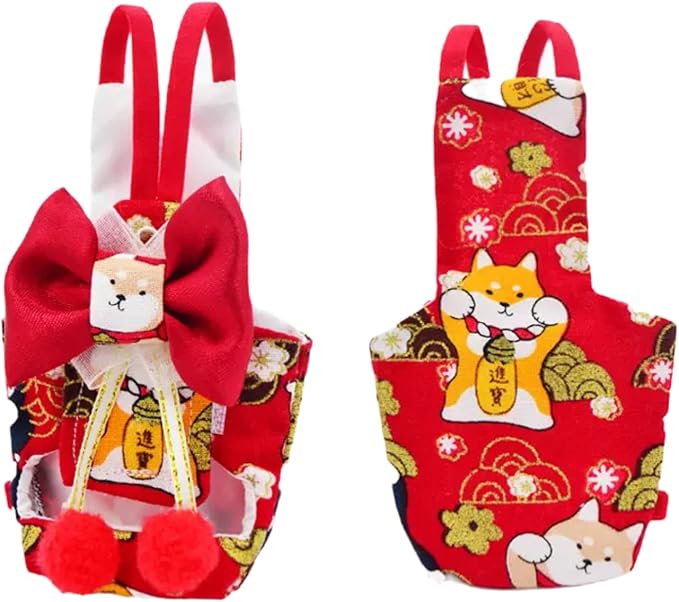 Bird Flight Suits Diapers, Parrot Flight Suits Diapers for Monk Parakeets, Cockatiels Flight Suits, Parrot Clothes, Bird Training Nappy Suit Liners Clothes (XS, Red-D)
