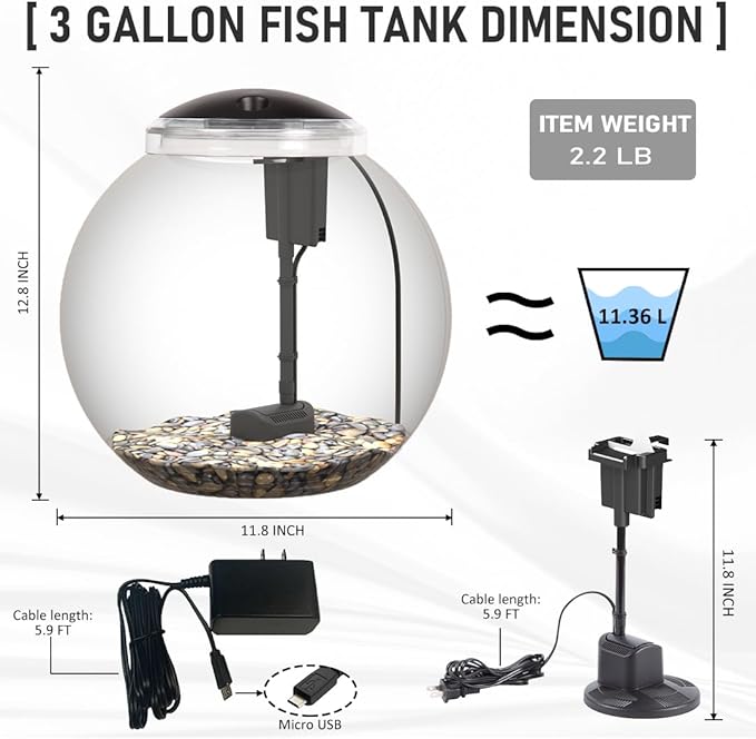 3-Gallon L32 Aquarium Starter Kit and 3-Pack Replacement Small Filter Cartridges