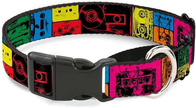 Buckle-Down Tapes Multi Neon Martingale Dog Collar, 1" Wide-Fits 15-26" Neck-Large