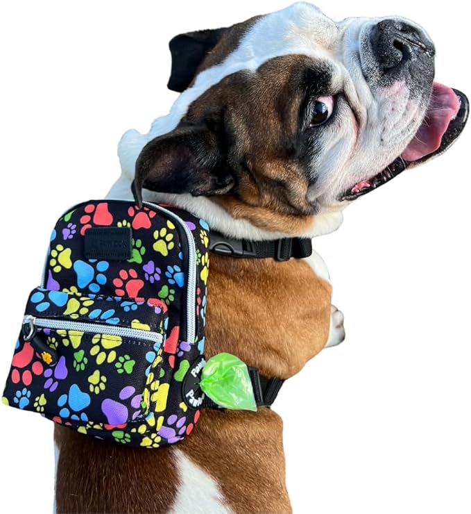 PawLook Dog Backpack to Wear with Chest Harness Self Carrier dogbag with Additional Pocket for Poop Bag Anti Slip Stylish Dog Bag for Your pet Street Smart Serie Pawsup Orange Small