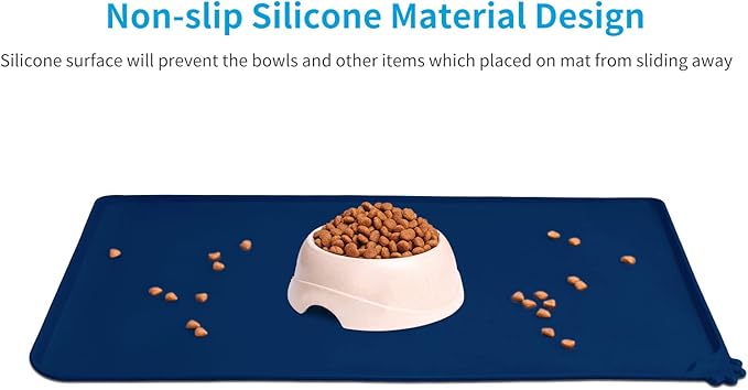 AUDWUD Silicone Waterproof Pet Feeding Mats,Anti Slip Bowl Pad, Dog Mat for Food and Water