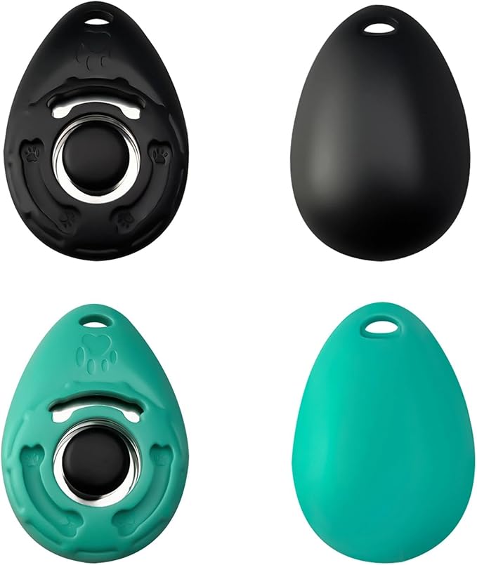 ABSONE Dog Clicker for Training with Wrist Strap, Training Clicker for Puppy, Cat, Potty, Bird, Horse, Pet, Dog Clicker Trainer Training Tools, Behavior Aids, 2 Pack Black and Green