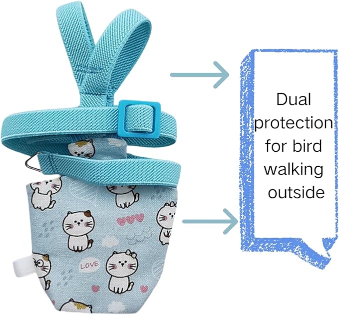 Adjustable Bird Diaper Harness Flight Suit Clothes with 80 Inch Flying Leash Rope for Parrots Conure Cockatiel (Blue,Sulphur-Crested Cockatoo)
