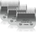 3 Pack 3-3/4FC Detachable Pet Dog Grooming Ceramic Blades,Compatible with Andis,Oster A5,Wahl KM-10 Series,Size 3-3/4FC Blade 1/2-Inch 13MM Cut Length