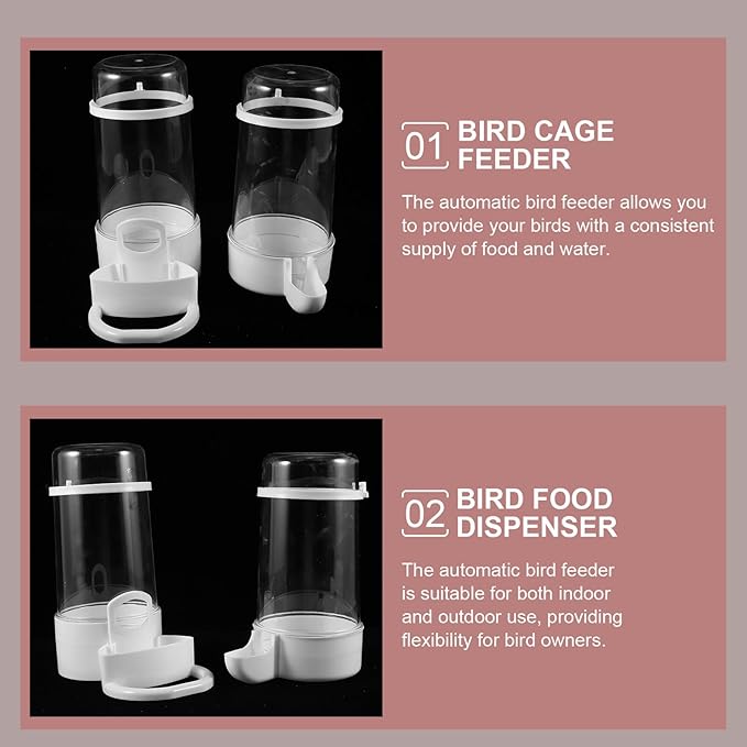 Mobestech 2pcs Automatic Bird Waterer and Food Feeder Kit for Cage Bird Feeding Watering Supplies with Food Dispenser Cockatiel Cage Accessories for Parrot