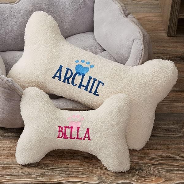 Personalization Universe Heart Paw Print Dog Bone Pet Pillow, Soft and Plush, Perfect for Pet Bed, Embroidered with Custom Name in Multiple Color Options, Dog Bed Accesory, for Large Dogs