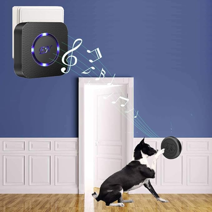 EverNary Dog Door Bell Wireless Doggie Doorbells for Potty Training with Waterproof Touch Button Dog Bells Included 2 Receiver and 3 Transmitters