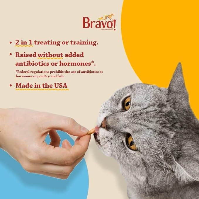 Bravo! Healthy Bites Single Ingredient Freeze Dried Raw Cat Treats, Chicken Breast, 1.5 Ounce, High Protein, Grain Free, Gluten Free