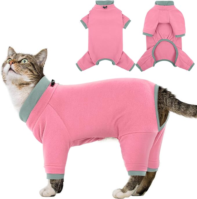 Sticky Cat Clothes Stretchy, Sphynx Hairless Sweater & Pajamas for Cats only, Soft Cat Onesie for Cats After Surgery Female Male & Hair Loss Prevention, Pink XL