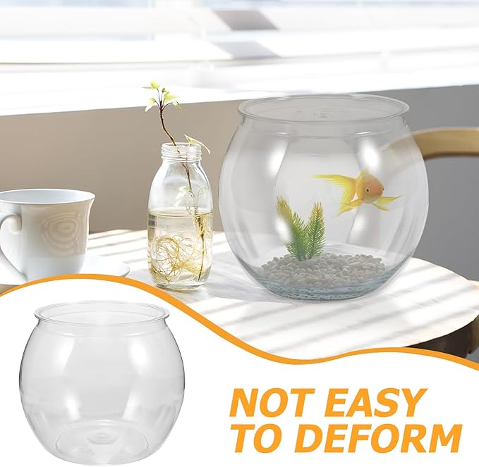 Fish Tank Small Glass Fish Bowl Plastic Aquarium Goldfish Tank Desktop Turtle Tank Goldfish Bowl Micro Landscape Decoration for Home Office Table Decor 16.5x16.5cm Bubble Bowl