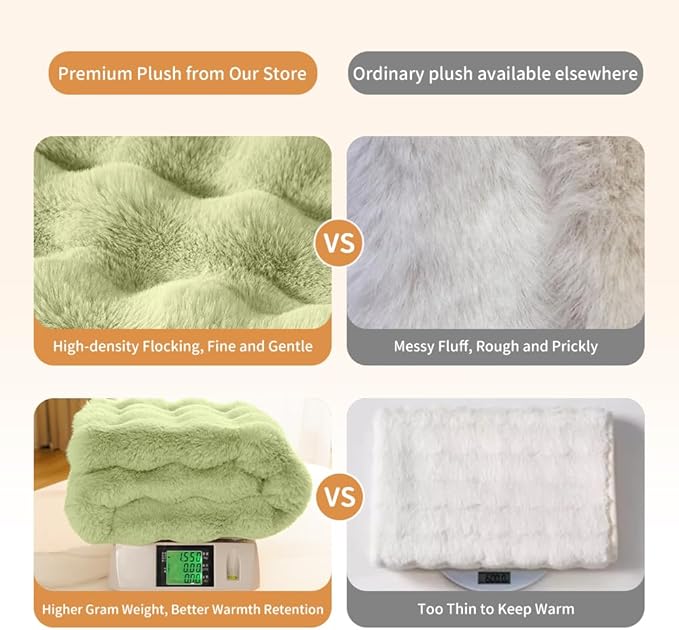 Dog Blanket Self-Warming Throw for Medium & Large Dogs, Dual-Side Sherpa Plush, Thick Crate Bed Cover & Car Seat Mat, Anti-Static Machine Washable No Shrink, 39x30 Inch Green