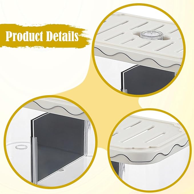 Tabletop Fish Tank Aquarium Breeding Box Box with Removable Divider for Betta, White