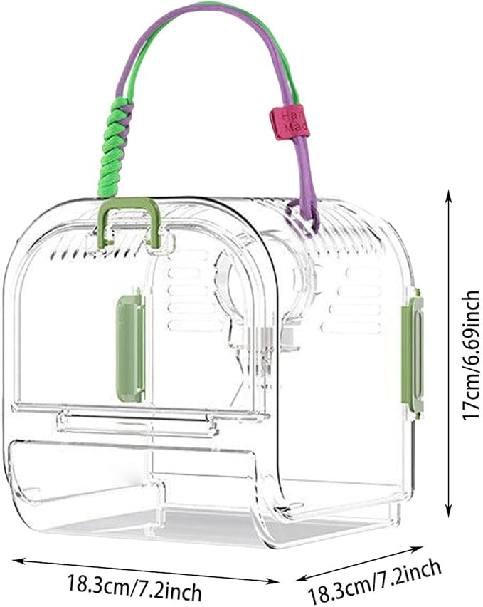 Portable Plastic Bird Cages for Outdoor, Lightweight Ventilated Travel Bird Cage with Handle, Waterproof Bird Carrier for Small Birds and Budgies, Easy to Carry (Purple)