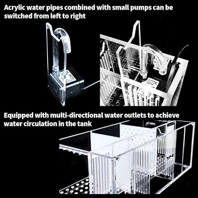 Acrylic LED Aquarium, Professional Betta Fish Tank, Transparent Aquarium Starter Kits, Ultra Clear Acrylic Fish Bowl, Rimless Desktop Betta Fish Tank,3 Room