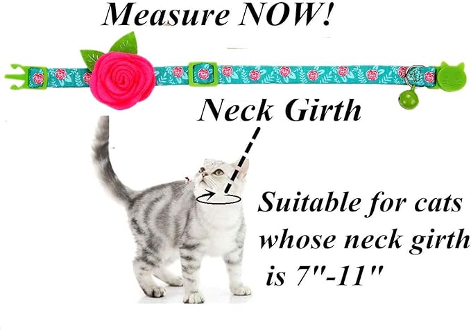 Cat Collar Breakaway with Bells, 3 Pack Small Dog Collar with Flower Charms