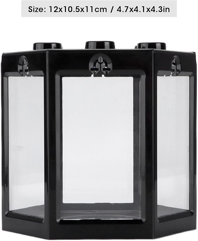 Small Fish Tank, 12x10. 5x11cm Hex Shape Superimposable Goldfish Tank Mini Fish Tank Small Aquarium Kit with Rounded Corner Design for Home Office