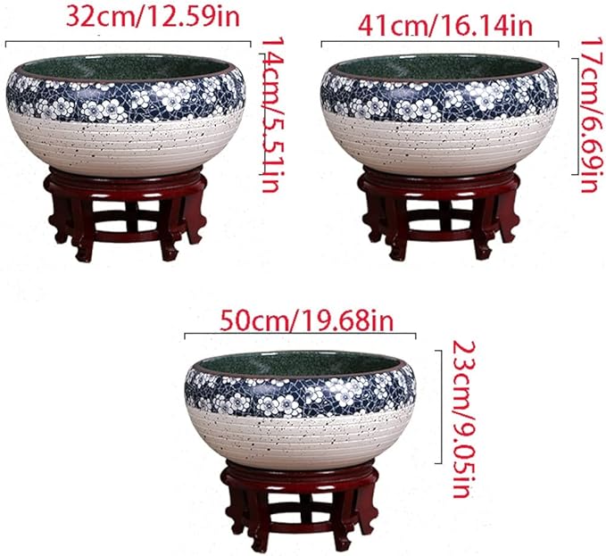 Aquarium Ceramic Goldfish Bowl Fish Tank Living Room Home Desktop Fish Culture Cylinder Feng Shui Lucky Fish Bowl Fish Tank Decorations (Color : B, Size : 32CM)