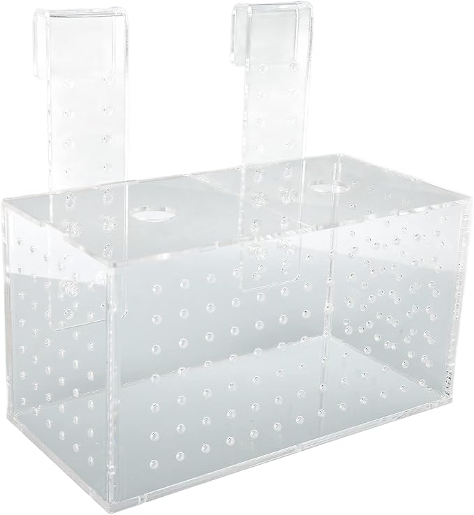 Aquarium Fish Breeding Box | Transparent Acrylic Hatchery with Adjustable Hooks | Isolation Tank for Guppies/Fry/Betta Fish | 360° Water Flow Holes (20 * 10 * 11CM)