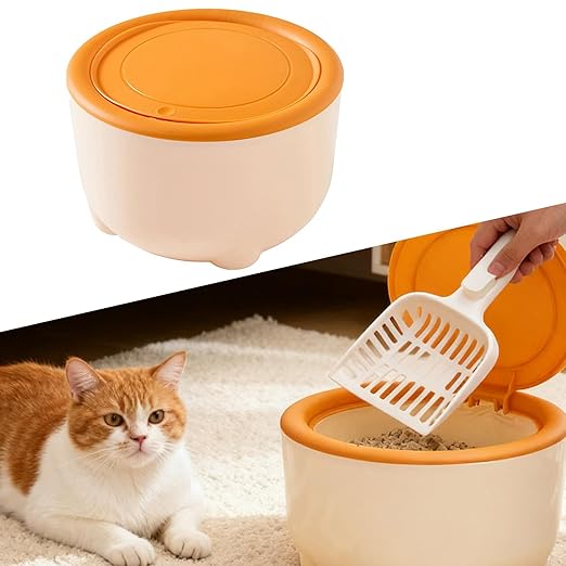 Cat Litter Trash Can Pet Bin,Lightweight,Portable,Sturdy,Garbage Can with Press Type Lid Pet Accessories, Yellow