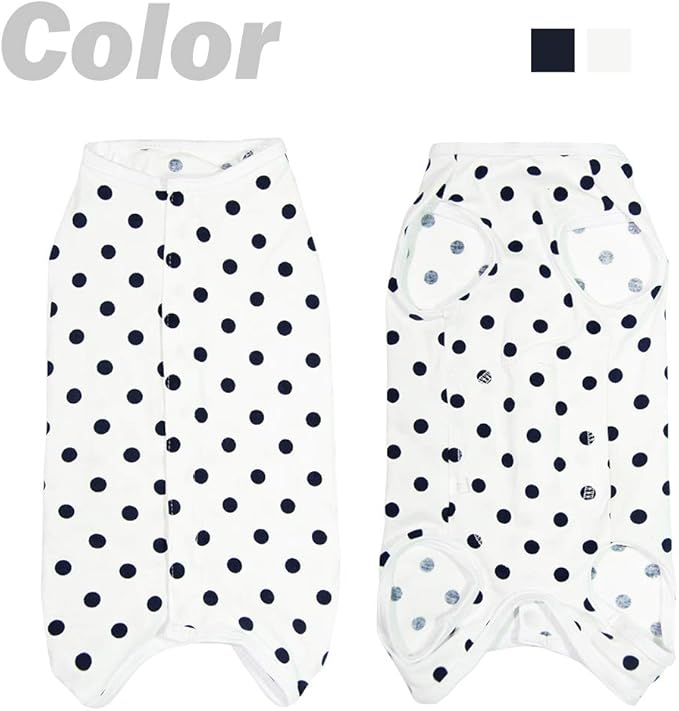 Dog’s Recovery Suit Post Surgery Shirt for Puppy, Wound Protective Clothes for Little Animals(White spot-s)