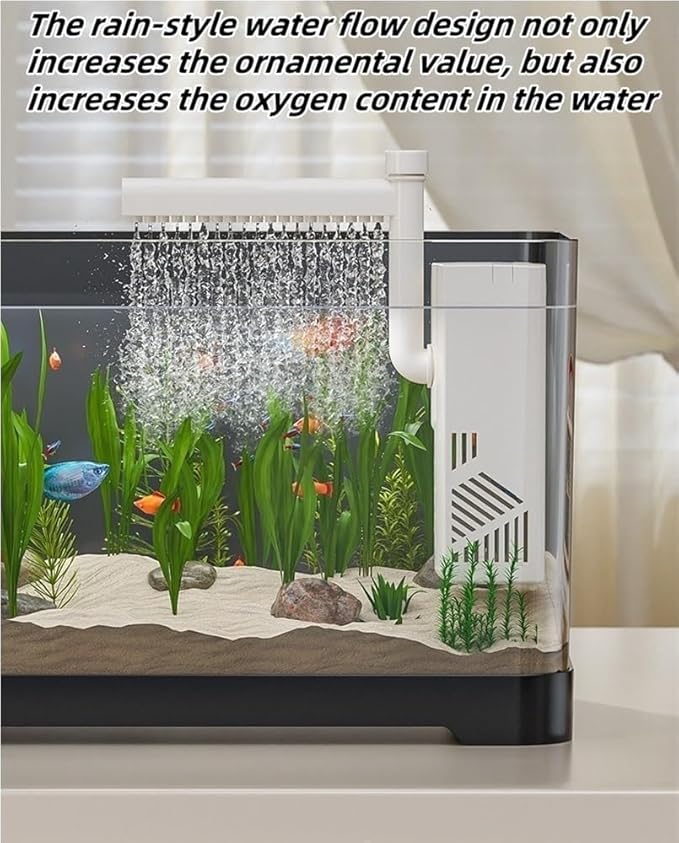 4 Gallon Fish Tank, Small Tabletop Fish Tank, Aquarium with Negative Pressure Tank, Fish Aquarium with Spotlight and Water Pump, Betta Fish Tank Starter Set(White,12.0x7.7x12.3in)
