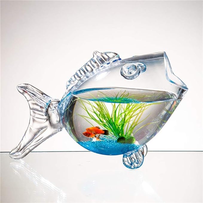 Fish Bowls Creative Fish Tank Aquarium Fish-Shaped Glass Fish Tank Goldfish Tank Living Room Turtle Tank Fish & Aquariums-L