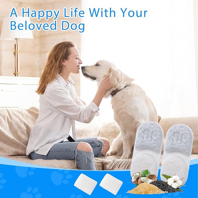 8+8 Pack Pet Fountain Filter Replacement Compatible with MAILOFY 14L/3.7Gal Stainless Steel Dog Water Fountain, 4-Layer Filter System with Activated Carbon for Dog Water Filter Replacement