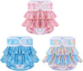 Reusable Dog Diapers Female 3 Pack Doggie Diapers for Period Heat Incontinence Puppy Training (X-Small, Watercolor)