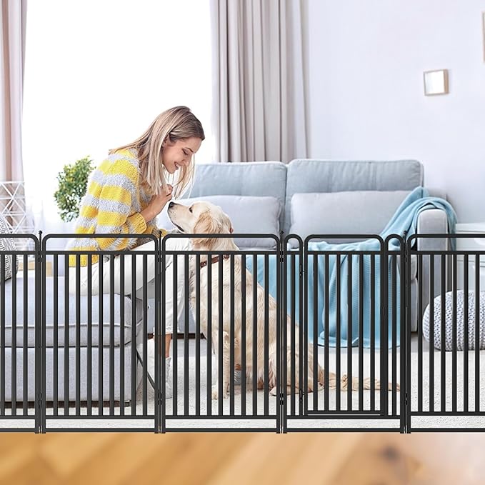 New Thickened Version Dog Playpen, 40 Inch Dog Fences for The Yard, Portable Outdoor Dog Playpen for Large/Medium/Small Dogs, Foldable Metal Dog playpen, with Doors (32 Panels, 40 Inch)