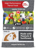 HARI Tropican Bird Food, Hagen Parrot Food with Peanuts & Sunflower Seeds, Parrot Granules for Small Parrots, High Performance 2 mm, 25 lb Bag (packaging may vary)
