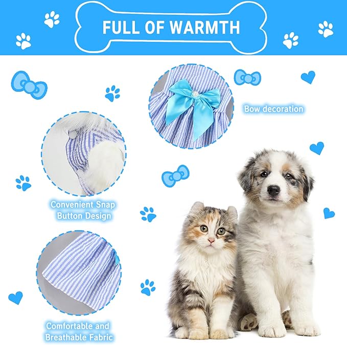 TAPBULL Dog Dresses, Fashionable Pet Dog Clothes, Cute Cat Birthday Dress Outfit (Blue/Red/Pink/Pink-Blue/Yellow-Blue 5-Pack), X-Large