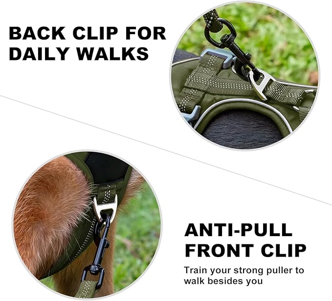 Plutus Pet No Pull Dog Harness, Release at Neck, Soft Padded, Reflective Adjustable Dog Vest Harness for Small, Medium, Large Dogs(Ranger Green, XS)