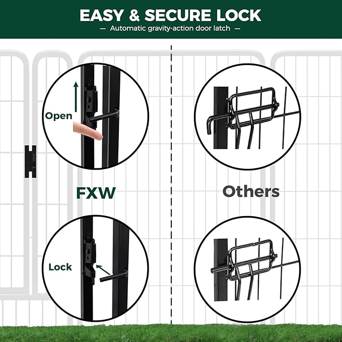 FXW Rollick Unleashed Dog Playpen for Indoor, Yard, RV Camping, 45 inch 16 Panels for Large Dogs│Patented