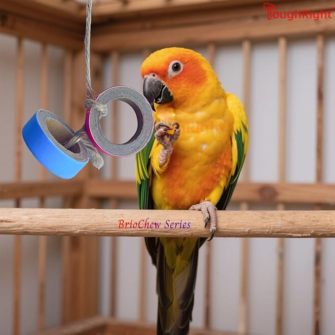 120 Pcs Chew Bagels Bird Toys for Parrots Durable Cardboard BrioChew 0.3in“ Thick Chewing Shredding Foraging Foot for Medium & Large Parrot Amazons Mini Macaws African Greys Cockatoos Eclectus Senegal