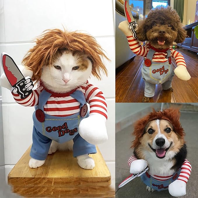 Pet Deadly Dog Costume, Cute Dog Cosplay Halloween Christmas Funny Pet Clothes Party Costume for Small Medium and Large Dogs (X-Large)
