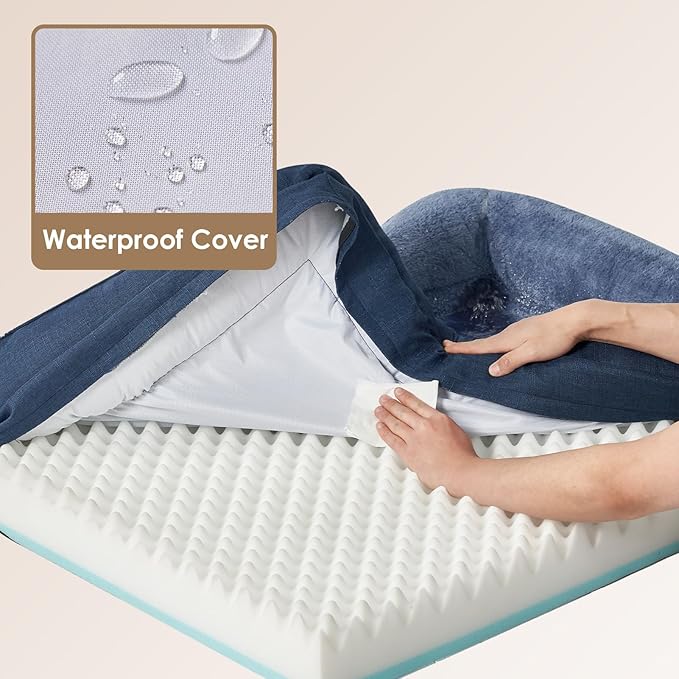 EHEYCIGA Orthopedic Dog Bed for Medium Dog, 35x22x6.5 Inch Memory Foam Dog Couch Bed with Sides, Waterproof Liner & Washable Removable Cover, Bolster Pet Sofa, Navy