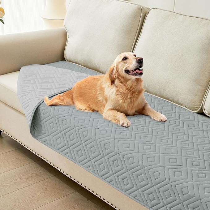 hyha Waterproof Dog Blanket, Soft Pet Bed Blankets, Waterproof Sofa Couch Cover for Dogs Washable, Reversible Pet Couch Covers for Sofa Furniture (30x80 Inch, Grey/Light Grey)