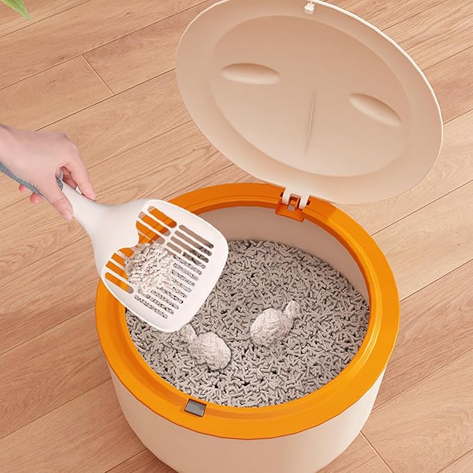 Tyenaza Cat Litter Trash Can with Press Type Lid Enclosed Design Compact Multipurpose Cat Waste Trash Can for Home