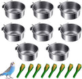4 pcs Bird Feeding Dish Cups, Parrot Stainless Steel Food Bowl Cage Water Feeder with Clamp Holder for Parrots Cockatiel Budgies Lovebird Parakeet Feeding Cups with 4 Spoon