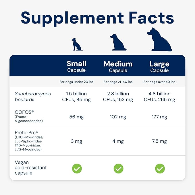 Animal Biome Gut Maintain Probiotics and Prebiotics for Dogs - Reduce Diarrhea Flareups - for Large Dogs (60 Capsules)