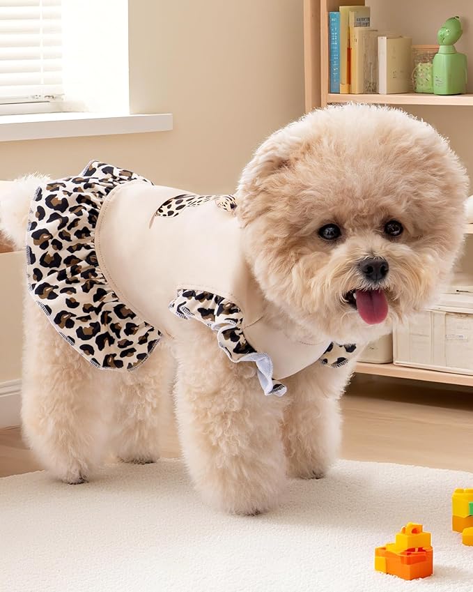 XPUDAC 4 Pack Dog Dresses Cute Printed Puppy Clothes for Small Dogs Girl Chihuahua Doggie Outfits Tank Top Vest Dresses Cat Apparel,Medium(Chest-17.6")