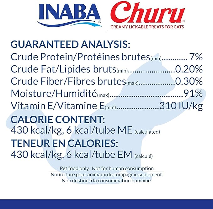INABA Churu Cat Treats, Grain-Free, Creamy Purée Cat Treat/Topper, Tuna & Chicken Variety