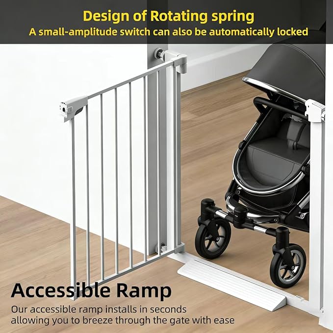 Easy Step Walk-Thru Baby Gate – Adjustable Safety Gate for Babies & Pets, Pressure Mount Kit, Includes Wall Cups – 29.7-40.5W x 30.5H, Auto-Close